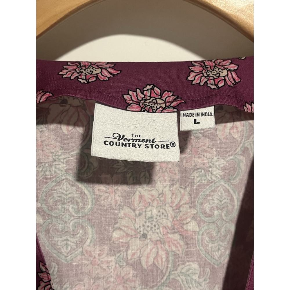 Vermont Country Store Maroon Floral Peasant Blouse Large - Picture 5 of 9